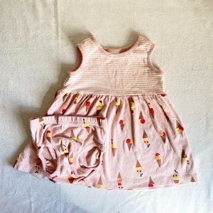Hanna Andersson Baby Organic Cotton Dress & Bloomer Set Ice Cream 18-24 months